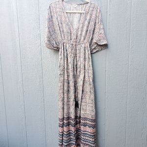World Market Boho Paisley Maxi Fit And Flare Tassle Dress L/XL